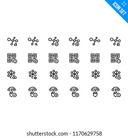 Blockchain Technology Related Icon set. Contains such Icons as Molecule, Blockchain, Node, Power. Vector Flat Icon Set in Line Style for Mobile application or Web site