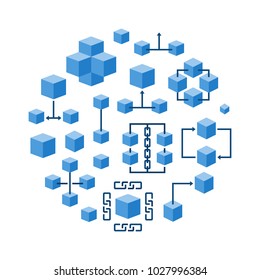 Blockchain technology round blue concept vector illustration or symbol