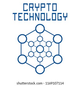 Blockchain technology template. Digital currency mining logo.