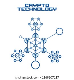 Blockchain technology template. Digital currency mining logo.
