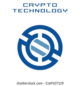 Blockchain technology template. Digital currency mining logo.