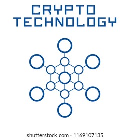 Blockchain technology template. Digital currency mining logo.