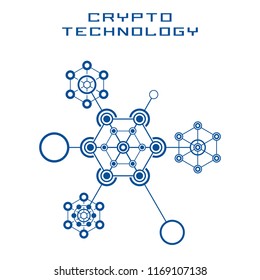 Blockchain technology template. Digital currency mining logo.