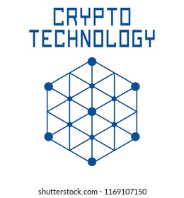 Blockchain technology template. Digital currency mining logo.
