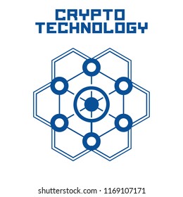 Blockchain technology template. Digital currency mining logo.