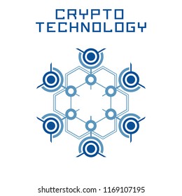 Blockchain technology template. Digital currency mining logo.
