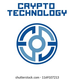 Blockchain technology template. Digital currency mining logo.