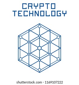 Blockchain technology template. Digital currency mining logo.
