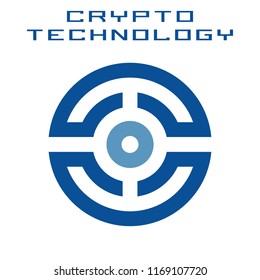 Blockchain technology template. Digital currency mining logo.