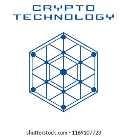 Blockchain technology template. Digital currency mining logo.