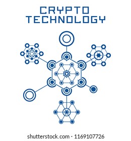Blockchain technology template. Digital currency mining logo.