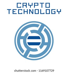 Blockchain technology template. Digital currency mining logo.