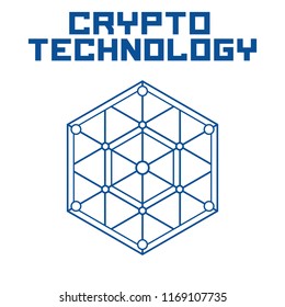 Blockchain technology template. Digital currency mining logo.
