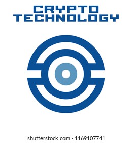 Blockchain technology template. Digital currency mining logo.