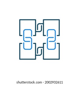Blockchain Technology vector concept blue modern icon or logo element