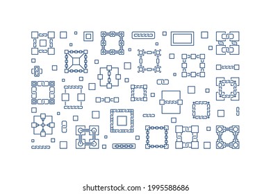 Blockchain Technology vector concept horizontal simple outline illustration or banner