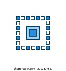 Blockchain Technology vector concept modern blue square icon or logo element