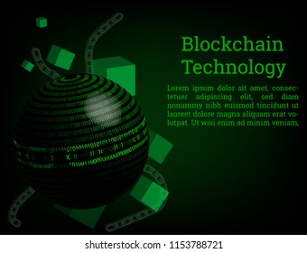 Blockchain Technology vector.The hightech system behind the bitcoin digital cryptocurrency