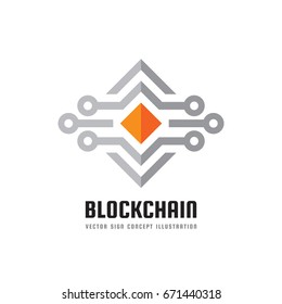 Blockchain technology - vector logo template concept illustration. Abstract geometric business sign. Digital crypto currency creative icon. Graphic design element. 
