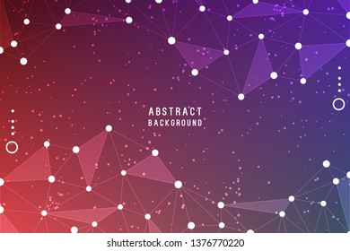 Blockchain Technology, Vector Modern Background. Geometric Illustration of Triangles, Lines, and Points.