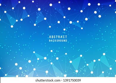 Blockchain Technology, Vector Modern Background. Geometric Illustration of Triangles, Lines, and Points.