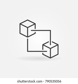 Blockchain technology vector simple icon or sign in thin line style