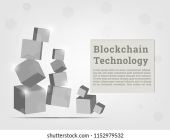 Blockchain Technology Vector stack together with geometric polygonal and gray background