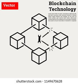 Blockchain Technology Vector,High technology in the futrue.Connection of the block which create the best security system.