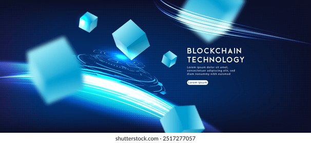 Tecnología Blockchain. Diseño futurista moderno de alta tecnología. Fondo de Ilustración vectorial de tecnología Abstractas.