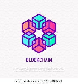 Blockchain thin line icon. Modern vector illustration.
