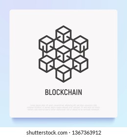 Blockchain Thin Line Icon. Modern Vector Illustration.