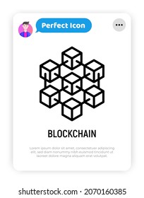 Blockchain thin line icon. Modern vector illustration.