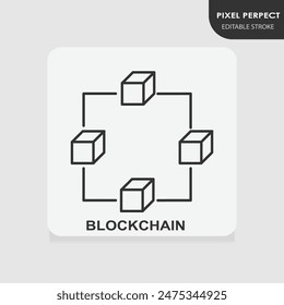 Blockchain. Dünne Linie Symbol. Pixel perfekte, bearbeitbare Kontur. Vektorillustration
