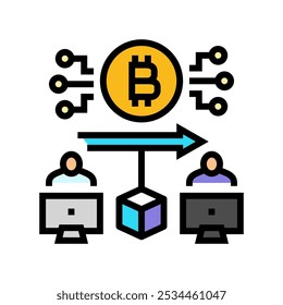 blockchain transaction cryptocurrency mining color icon vector. blockchain transaction cryptocurrency mining sign. isolated symbol illustration