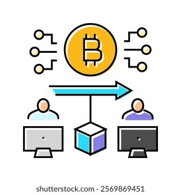 blockchain transaction cryptocurrency mining color icon vector. blockchain transaction cryptocurrency mining sign. isolated symbol illustration