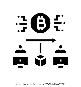 blockchain transaction cryptocurrency mining glyph icon vector. blockchain transaction cryptocurrency mining sign. isolated symbol illustration