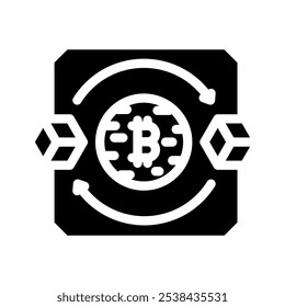 blockchain transaction cryptocurrency mining glyph icon vector. blockchain transaction cryptocurrency mining sign. isolated symbol illustration