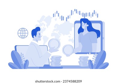 Blockchain Transaction Illustration concept on white background