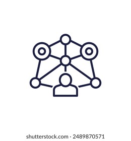 blockchain user line icon on white