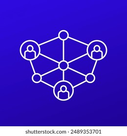 blockchain users or community icon in linear style