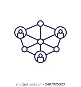 blockchain users, community line icon