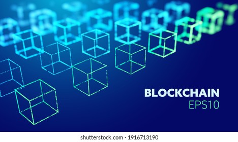 Blockchain vector abstract background. Virtual cryptocurrency bitcoin concept. IOT data network