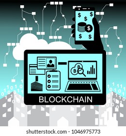 Blockchain vector background illustration . Blockchain concept.