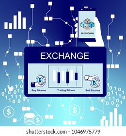 Blockchain vector background illustration . Blockchain concept.