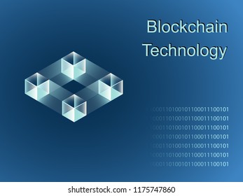 Blockchain vector colorful line icon or logo element on dark background