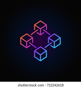 Blockchain vector colorful line icon or logo element on dark background
