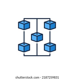 Blockchain vector concept blue icon - Decentralized Block chain network modern design element