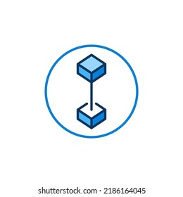 Blockchain vector concept blue round icon - Decentralized Block Chain with 2 Blocks in Circle modern design element
