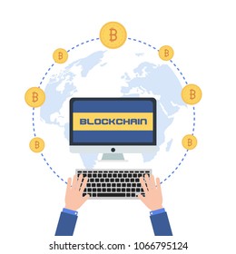 Blockchain vector concept illustration
