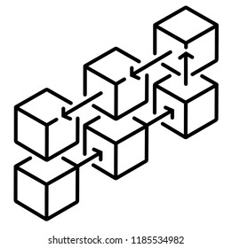 Blockchain. Vector flat outline icon illustration isolated on white background.